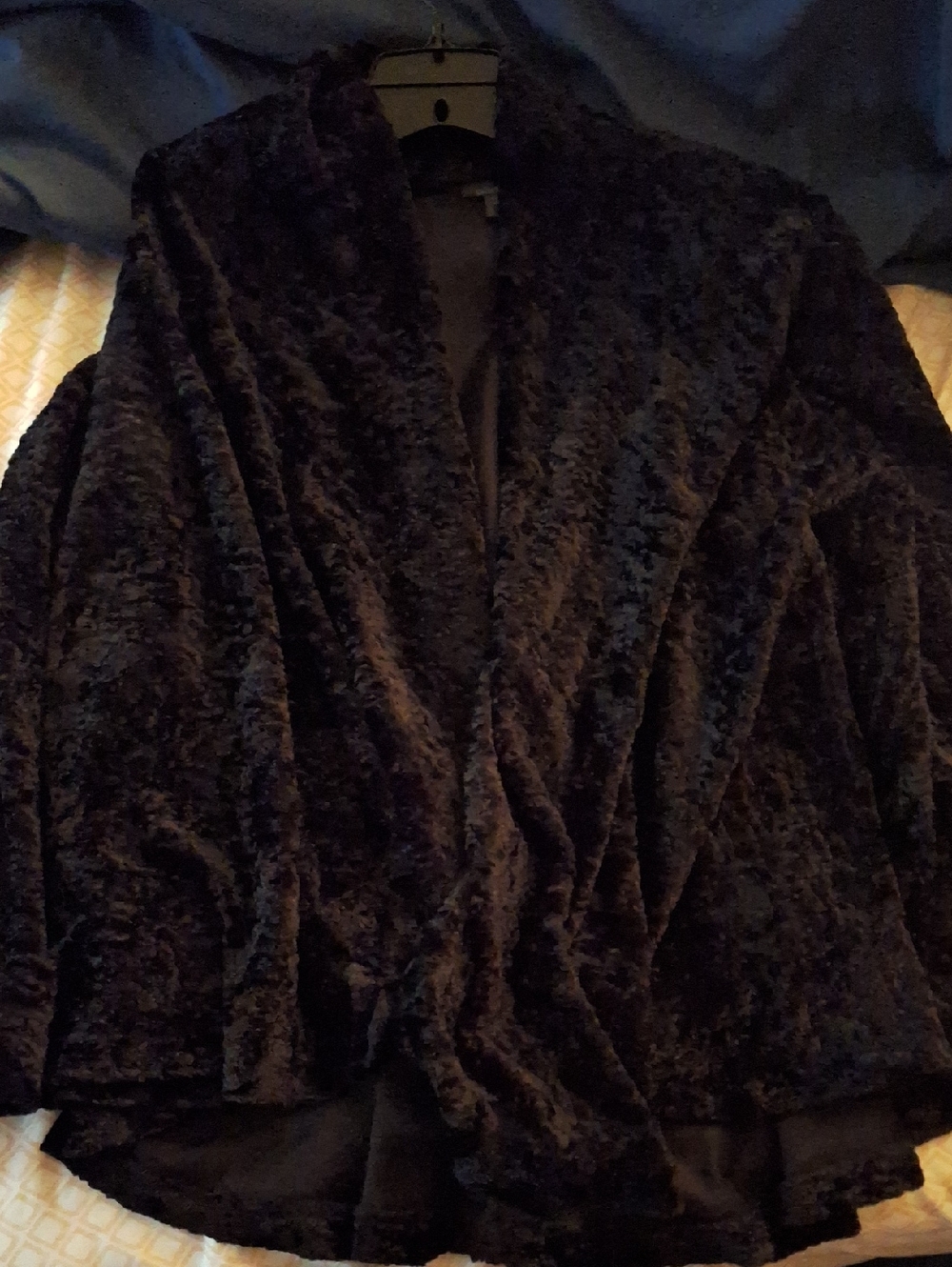 Dressbarn - Plush Faux Fur Open-Front Jacket - Black
